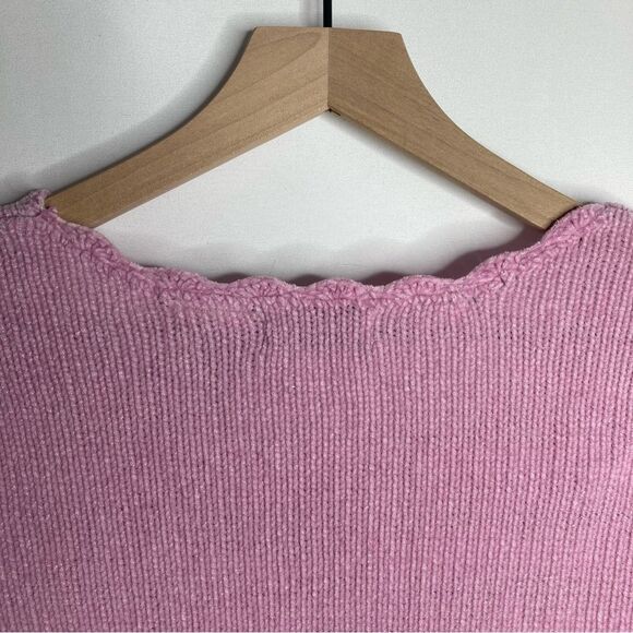 Y2K White Stag Chenille Sweater Small 4/6 Pink Purple Light Orchid Oversized - Picture 6 of 10